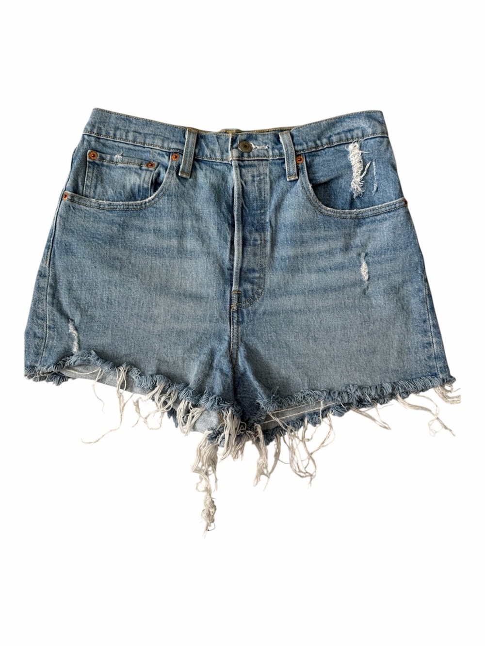 ✅ American Eagle jean highest rise 90’s boyfriend shorts Blue Distressed size 4